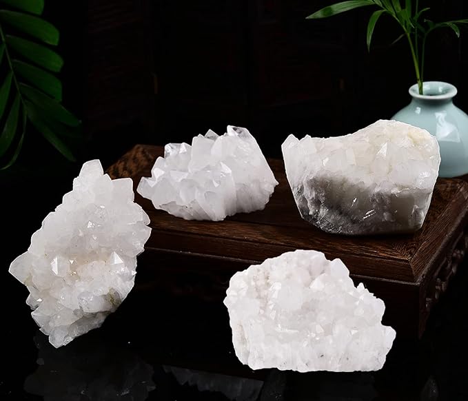 Natural White Quartz Crystal Cluster Geode