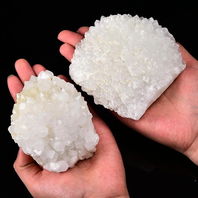 Natural White Quartz Crystal Cluster Geode