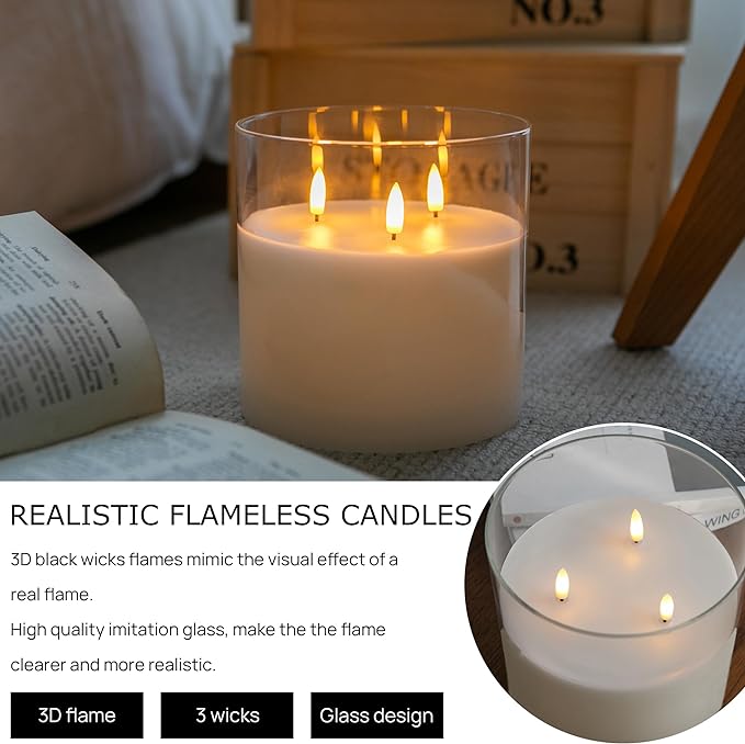 Extra Large Flameless Candles with 3 Wicks