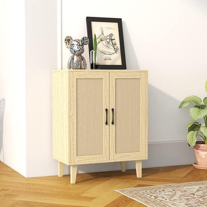 Buffet Cabinet Sideboard with Rattan Decorated Doors