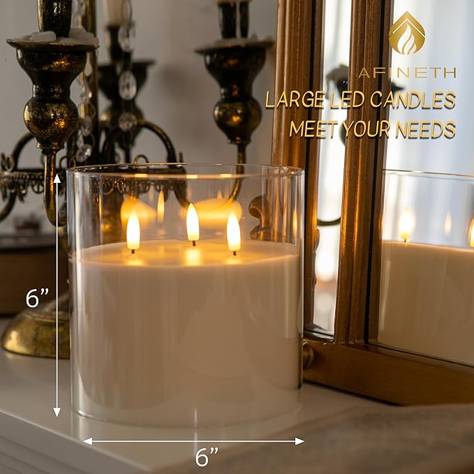 Extra Large Flameless Candles with 3 Wicks