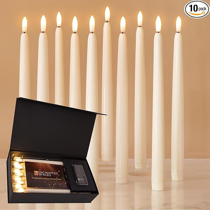 Ivory 10" Flameless Taper Candles