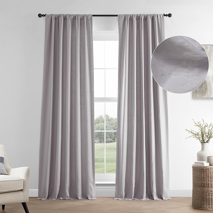 HPD Half Price Drapes French Linen Curtains 96 Inches Long Room Darkening