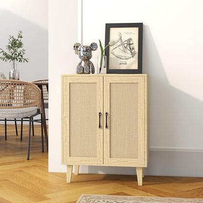 Buffet Cabinet Sideboard with Rattan Decorated Doors