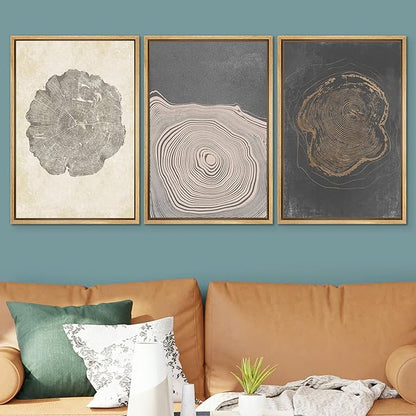 Wood Tree Ring Spirals Framed Canvas Print