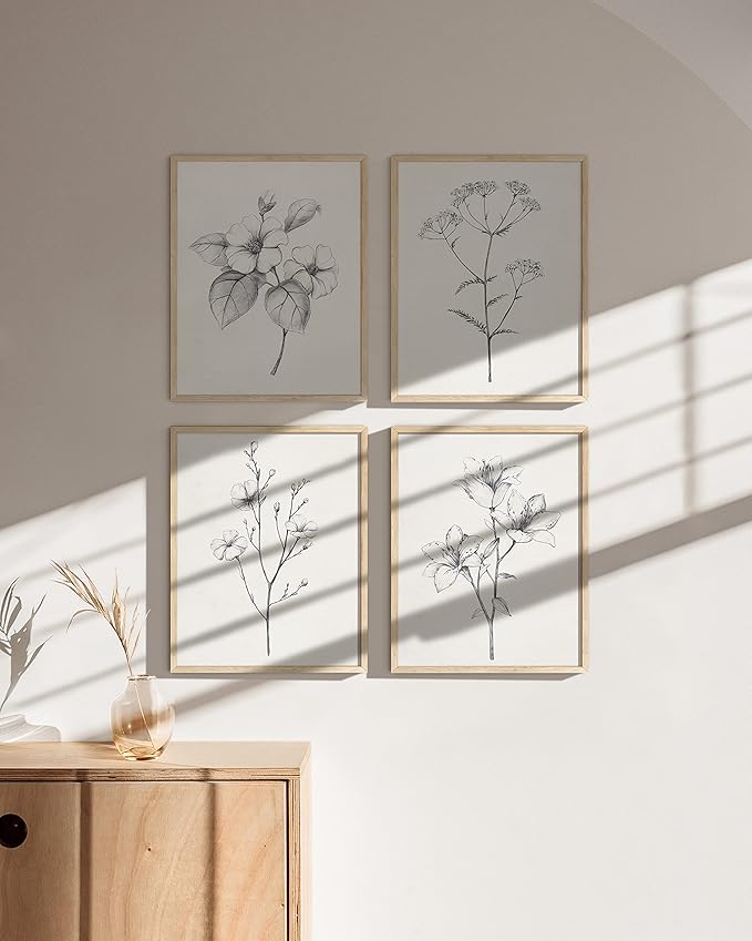 Grey Floral Wall Art