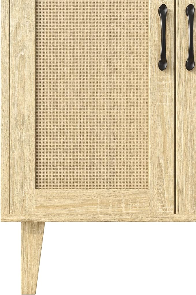 Buffet Cabinet Sideboard with Rattan Decorated Doors