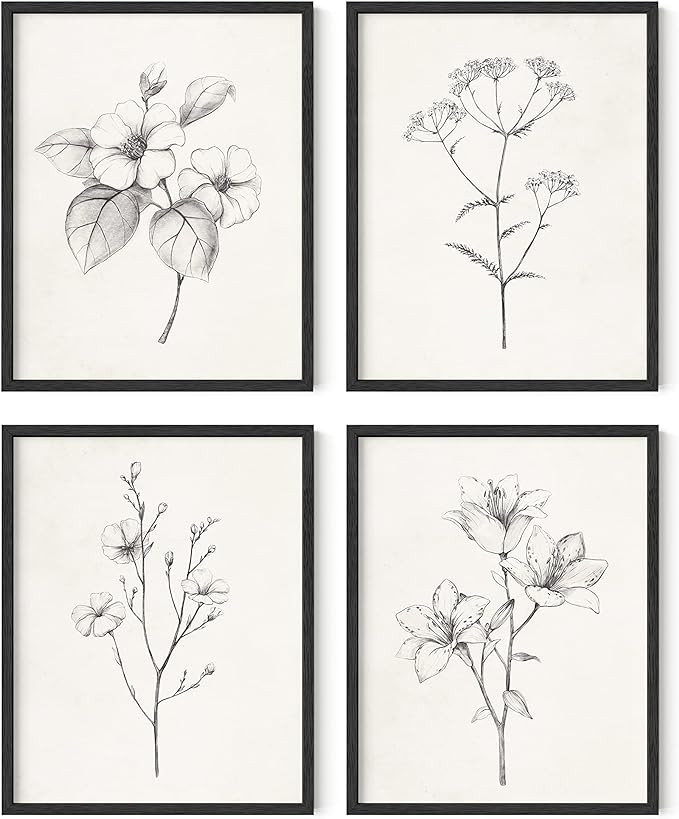 Grey Floral Wall Art