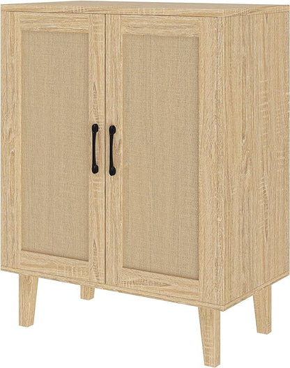 Buffet Cabinet Sideboard with Rattan Decorated Doors