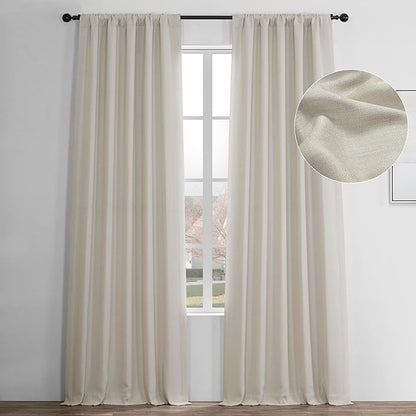 HPD Half Price Drapes Faux Linen Room Darkening Curtains - 96 Inches Long