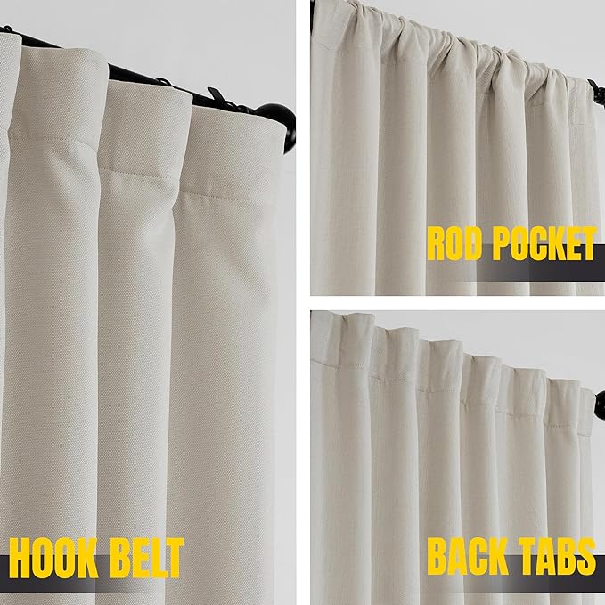 HPD Half Price Drapes Faux Linen Room Darkening Curtains - 96 Inches Long