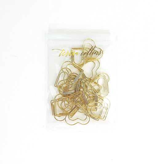 Large Gold Heart Paperclips
