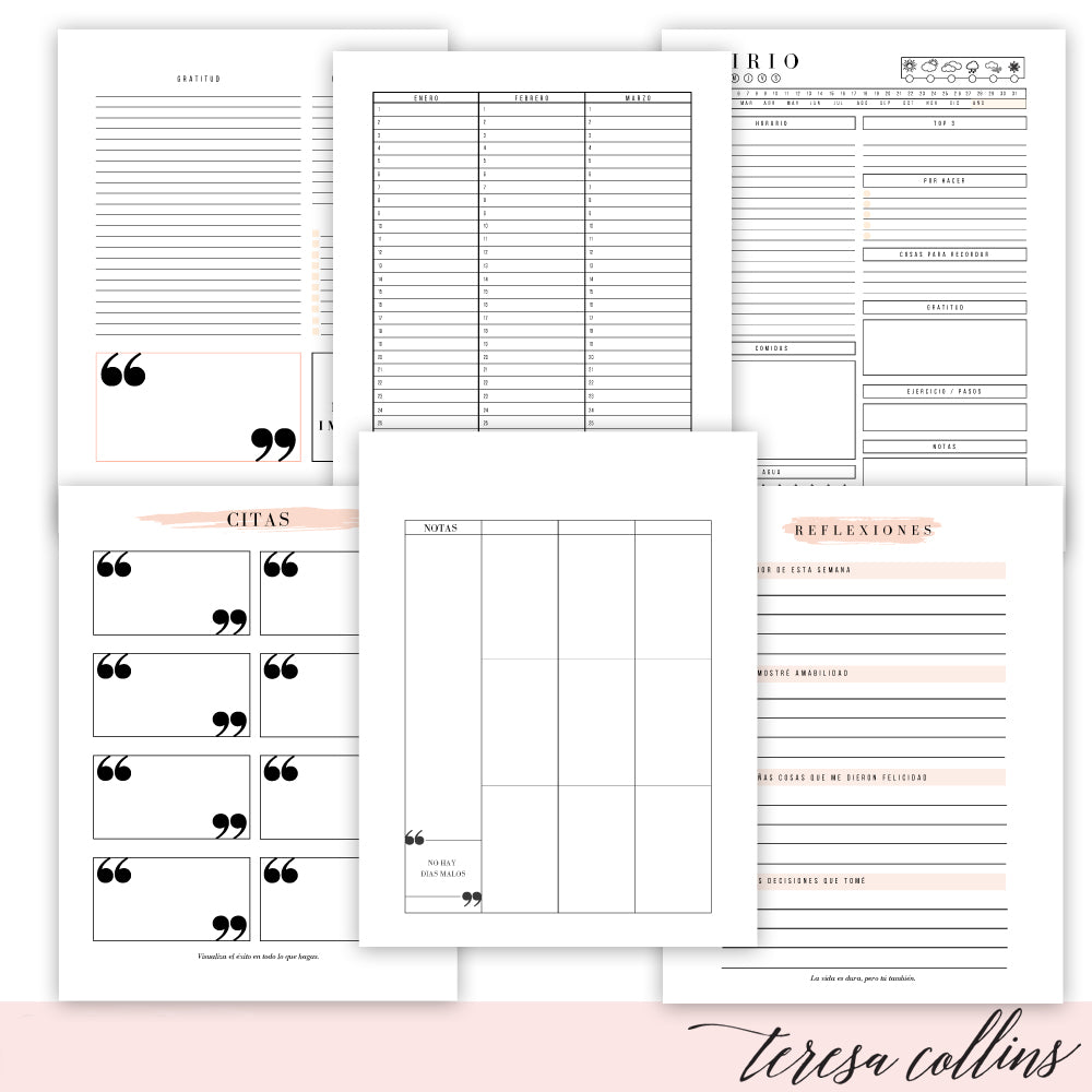 Printable Spanish Horizontal and Vertical Planner